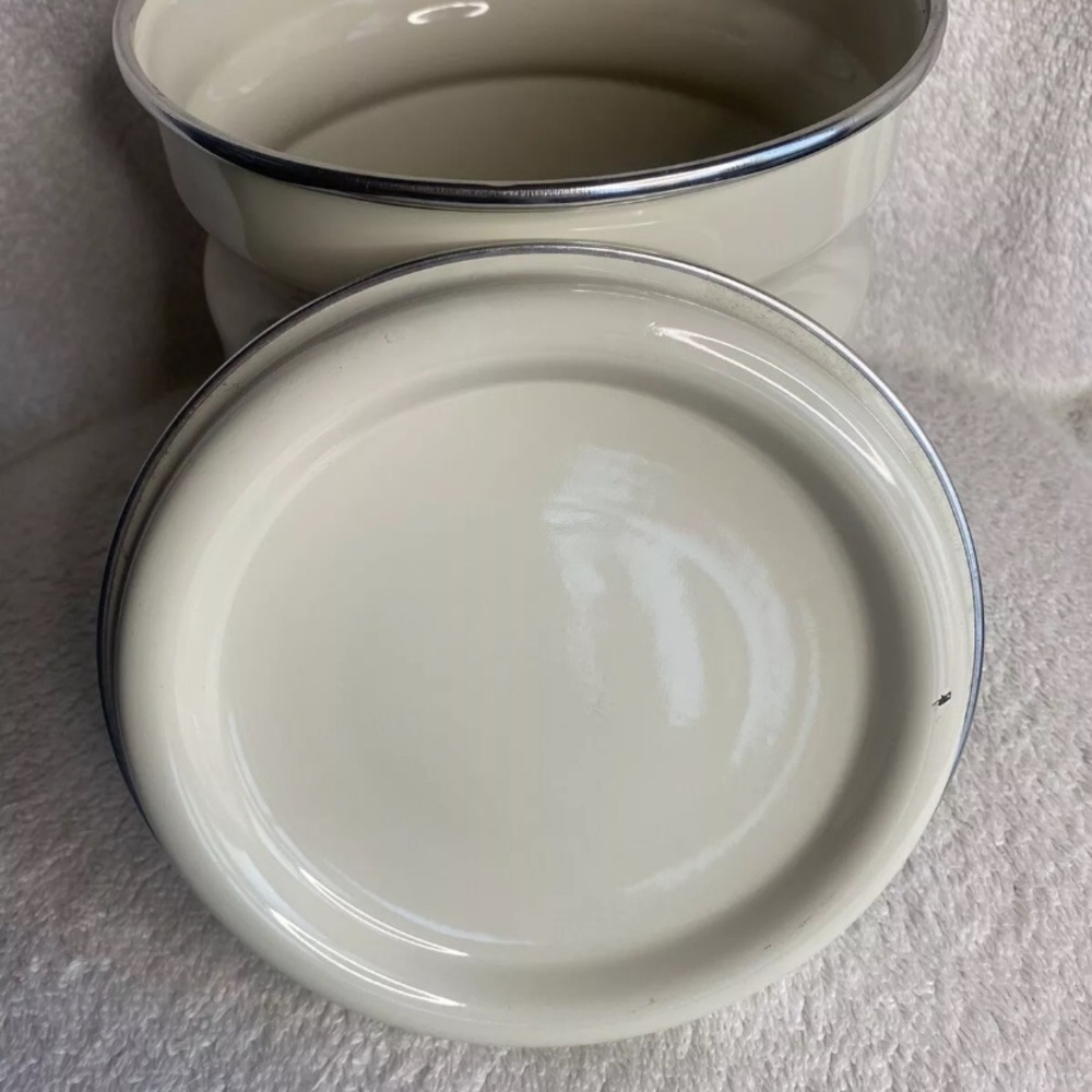 Retro 1960's \70's Cream Blue Maroon Nesting Canisters, T4 - Picture 8 of 14